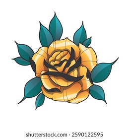 Rose vector illustration color old school style