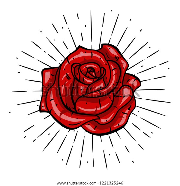 Rose Vector Illustration Rose Divergent Rays Stock Vector Royalty