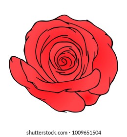 Rose vector illustration. Doodle style. Design, print, logo, decor, textile, paper.