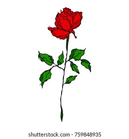 Rose vector illustration. Doodle style. Design, print, logo, decor, textile, paper