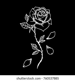 Rose vector illustration. Doodle style. Design, print, logo, decor, textile, paper