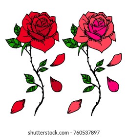 Rose vector illustration. Doodle style. Design, print, logo, decor, textile, paper