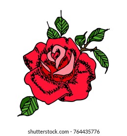 Rose vector illustration. Doodle style. Design, print, logo, decor, textile, paper