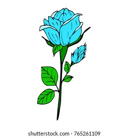 Rose vector illustration. Doodle style. Design, print, logo, decor, textile, paper