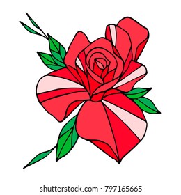 Rose vector illustration. Doodle style. Design, print, logo, decor, textile, paper.