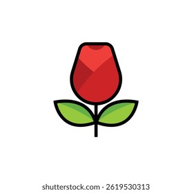 Rose Vector Isolated Emoticon. Rose Icon