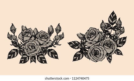 Rose vector lace by hand drawing.