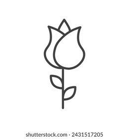 Rose Vector Line Icon illustration.