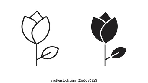 Rose vector line icon illustration