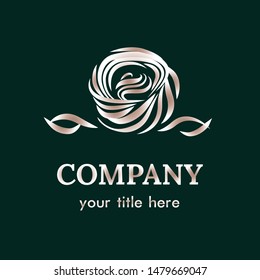 rose vector logo design template, minimal petal beauty icon, salon floral abstract sign, vector illustration