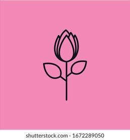 rose vector logo design template, minimal line petal beauty icon, vector illustration