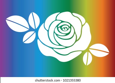 Rose Vector With Rainbow Background