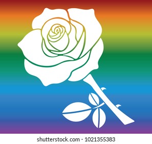 Rose Vector With Rainbow Background