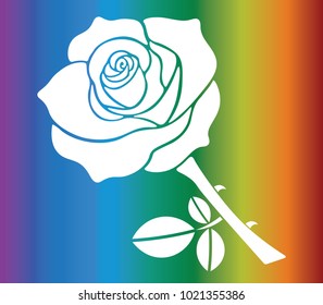 Rose Vector With Rainbow Background