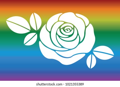 Rose Vector With Rainbow Background