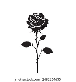 rose vector silhouette in white background