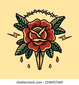 rose vector with tattoo concept