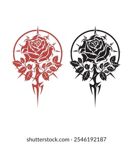 Rose vector, Tribal rose vector tribal rose tattoo design, icon, flower logo design