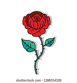 rose vector white background. for banner, poster, web, template,tattoo, valentine's card, wedding,sticker.