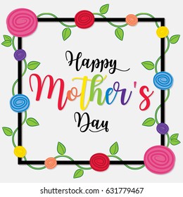 Rose vine Mother's Day card in vector format.
