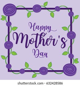 Rose vine Mother's Day card in vector format.