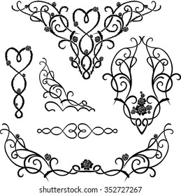 Rose Vine Ornaments-Variation of decorative elements or tattoo patterns