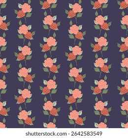 rosa vinhas listras verticais verão sem costura padrão. Textura de botânica retro floral para têxteis, envoltório