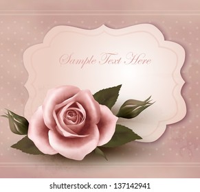 Rose with a vintage greeting card. Vector.