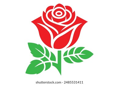 Rose voctor silhouette color flower illustration 02