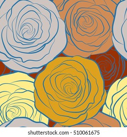 Rose watercolor flower illustration. Vector seamless pattern of stylized roses.