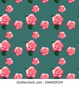 Rose watercolor flower pattern, seamless flower background
