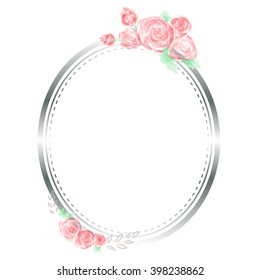 Rose watercolor and frame vector