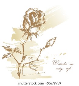 Rose watercolor greeting card