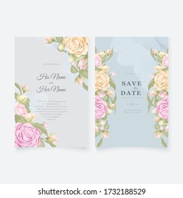 Rosa Hochzeitkarte Einladung Vektordesign Vorlage