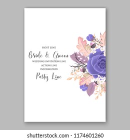 Rose wedding invitation card template peony ranunculus vector background for baby shower bridal shower invitation Winter floral pattern