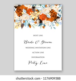 Rose wedding invitation card template peony ranunculus vector background for baby shower bridal shower invitation Winter floral pattern floral vector set 