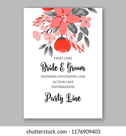 Rose wedding invitation card template peony ranunculus vector background for baby shower bridal shower invitation Winter floral pattern floral vector set 