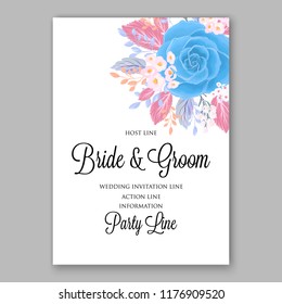 Rose wedding invitation card template peony ranunculus vector background for baby shower bridal shower invitation Winter floral pattern floral vector set 