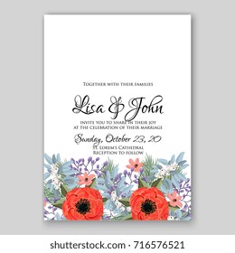 Rose wedding invitation card template