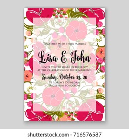 Rose wedding invitation card template