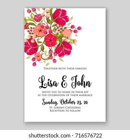 Rose wedding invitation card template