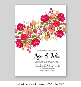 Rose wedding invitation card template