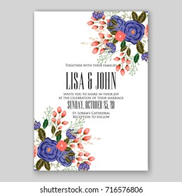 Rose wedding invitation card template