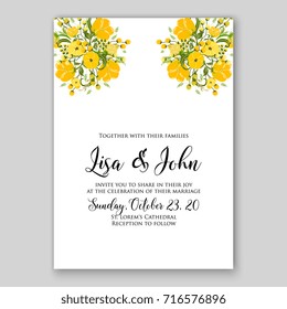Rose wedding invitation card template