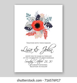 Rose wedding invitation card template