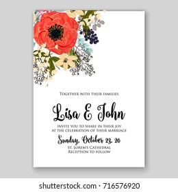 Rose wedding invitation card template