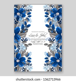 Rose wedding invitation floral background vector template card peony anemone greenery herbs wreath ranunculus