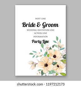 Rose wedding invitation Floral vector background peony