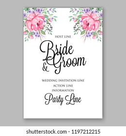 Rose wedding invitation Floral vector background peony