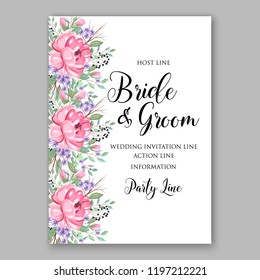 Rose wedding invitation Floral vector background peony